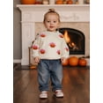 thumbnail image 6 of BemeyourBBs Girls Halloween Sweater Long Sleeve Bow Pumpkin Embroidery Knit Tops, 6 of 9