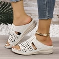 thumbnail image 2 of LOVZFMLL Wedge Sandals for Women 2025 Summer Slip On Open Toe Slides Sandals with Arch Support for Casual Outdoor Beach Vacation Comfort Walking Shoes White 5.5, 2 of 7