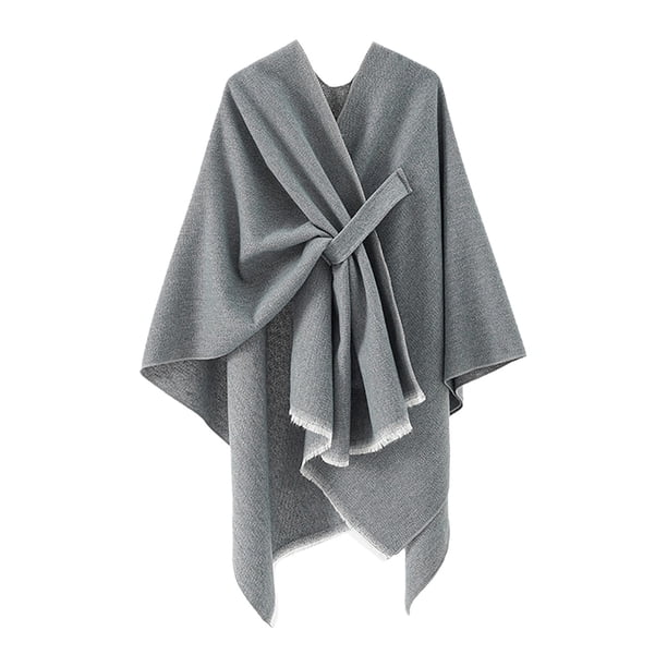 Poncho grande con abertura delantera para mujer - Chal de punto, material de poliéster - Talla única