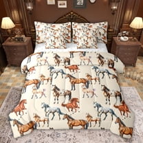 jejeloiu Rustic Animals Horse 7-Piece Twin Bedding Sets,Western Cowboy Bedding Comforter Set For Men Women Reversible