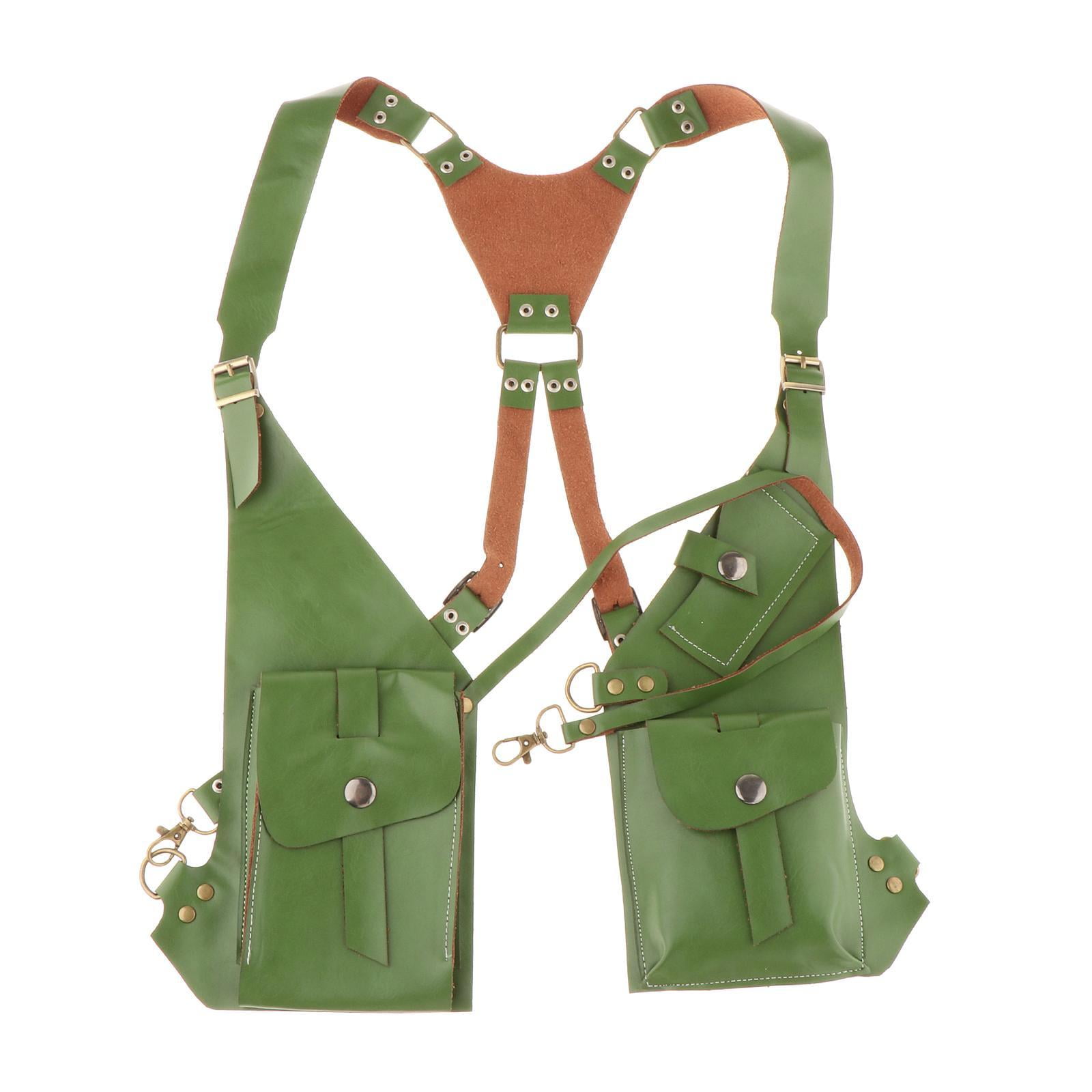 Abbraccia Steampunk Shoulder Harness Pouch Wear Resistant Wallet Bag for Motorcycling Street Green