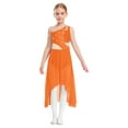thumbnail image 1 of Sxiwei Robe de Danse Ballet Lyrique pour Filles une Épaule Sans Manches Découpe Haute Basse Robe en Maille Fluide Orange 14, 1 of 7