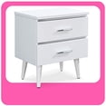 thumbnail image 2 of Adore Dcor Table d'Appoint Lennox Mi-Siècle 2 Tiroirs Table de Chevet avec Rangement, Poignée en Chrome Mat, Blanc, 2 of 4