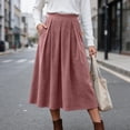 thumbnail image 2 of yillto Womens Corduroy Skirts Pleated High Waist Flowy Loose Fall Winter Long Skirt with Pockets S-XXXL, 2 of 7