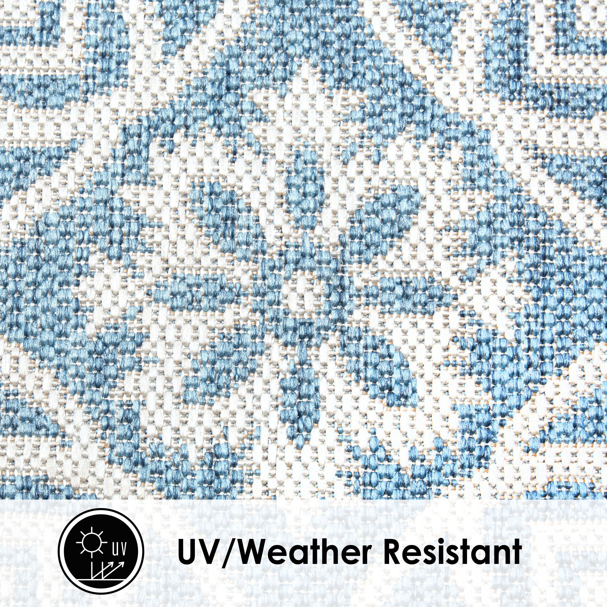 Nicole Miller New York Patio Country Danica Transitional Geometric Indoor/Outdoor Runner Area Rug, Blue/Grey, 1'9"x7'2"