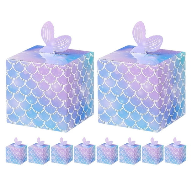 KAKOWELY 10 cajas de papel 3D con forma de cola de sirena, decorativas, para dulces, fiestas, cumpleaños, bodas, galletas, dulces, recuerdos de fiesta, decoración.