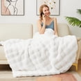 thumbnail image 6 of White Faux Fur Throw Blanket Cozy White Bubble Soft Fuzzy Thick Living Room Blanket for Couch Sofa Bedroom Plush Fluffy Warm Blanket for All Seasons Luxury Throw Blanket 50x60 Inch, 860gsm, 6 of 14
