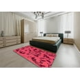 thumbnail image 5 of Ahgly Company Machine Washable Indoor Square Abstract Raspberry Red Area Rugs, 4' Square, 5 of 7
