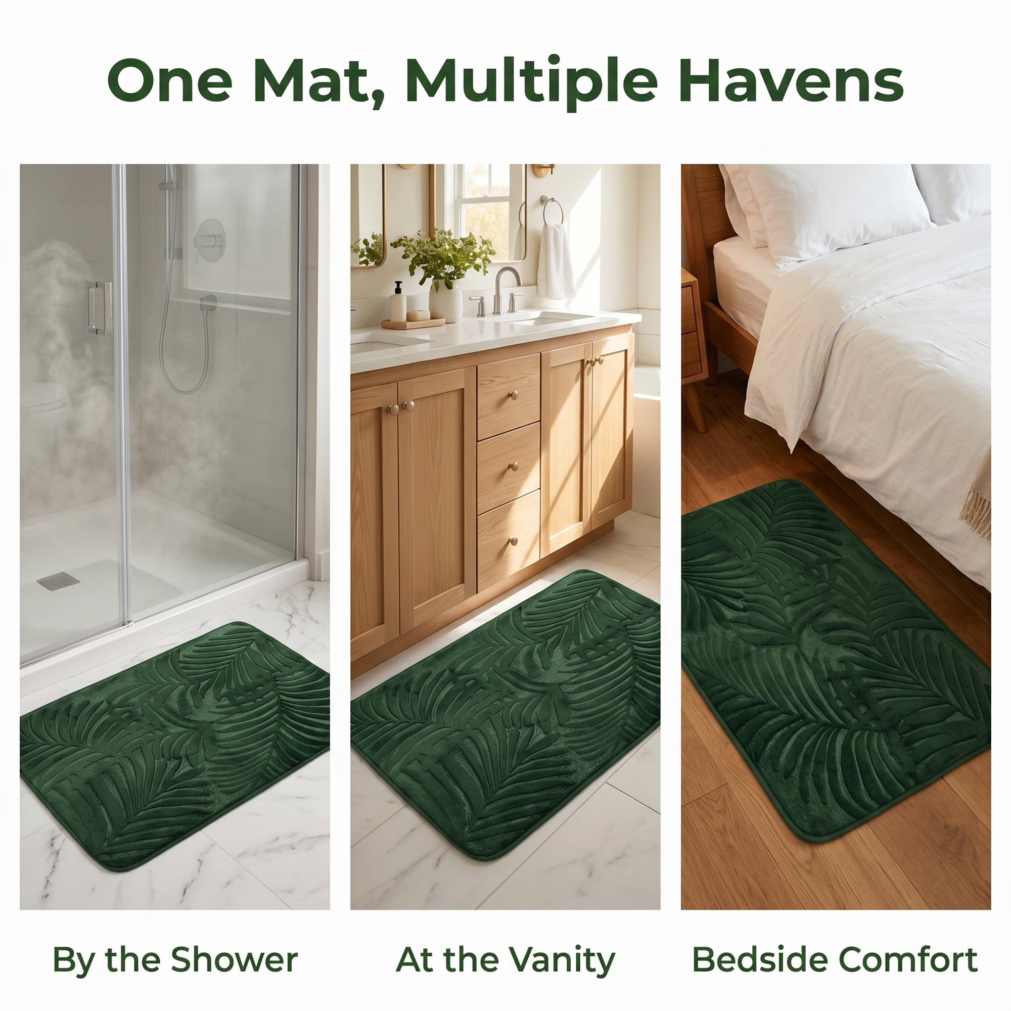 Unique Bargains Non Slip Absorbent Microfiber Plush Shaggy Bath Mat Green 32" x 20"