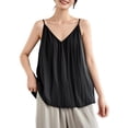 thumbnail image 2 of Endives Women's Tanks Camisole Cotton Linen Tank Top Thin V Neck Vest Loose Slimming Top Base Shirt For Women Black, 2 of 4