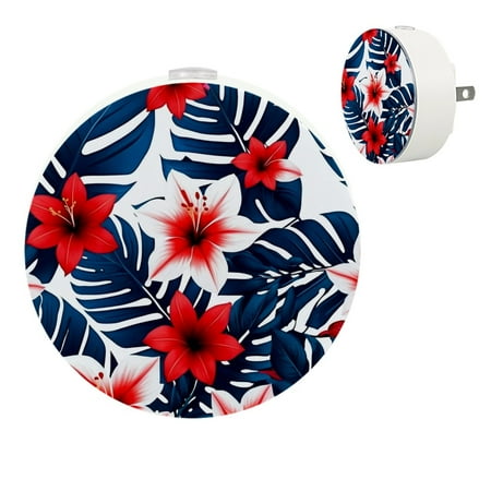 

Night Lights Plug Into Wall [2 Pack] Night Light for Kids LED Nightlight with Dusk to Dawn Sensor for Bathroom Decor Children Room Modern Tropical Plant Flower Leaves Vintage