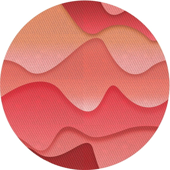 Ahgly Company Indoor Round Patterned Ferrari Red Area Rugs, 6' Round