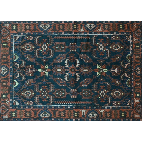 Ahgly Company Indoor Rectangle Persian Light Blue Traditional Area Rugs, 3' x 5'