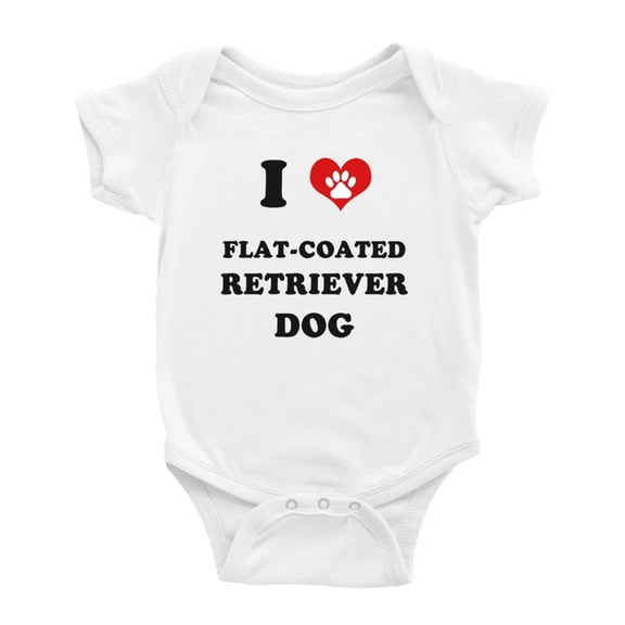 I Heart Flat-Coated Retriever Dog Funny Cute Baby Jumpsuits Newborn Clothes (White, 6-12 Months)