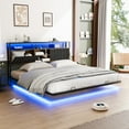 thumbnail image 3 of Zimtown King Floating Bed Frame, Platform Bed with Charging Station, No Box Spring Needed, Black, 3 of 10