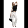 thumbnail image 1 of Camisetas de Algodón para Mujer, Cuello Redondo, Corta, Básicas, Informales, de Verano, Color Liso, Negras, Talla M, 1 of 9