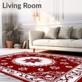 thumbnail image 2 of ODIKA 4'x6' Machine Washable Non-Slip Area Rug, Ornate Poinsettia Medallion with Flourishing Scroll Motifs High Traffic Rug with Pad, Red, 665772, 2 of 8