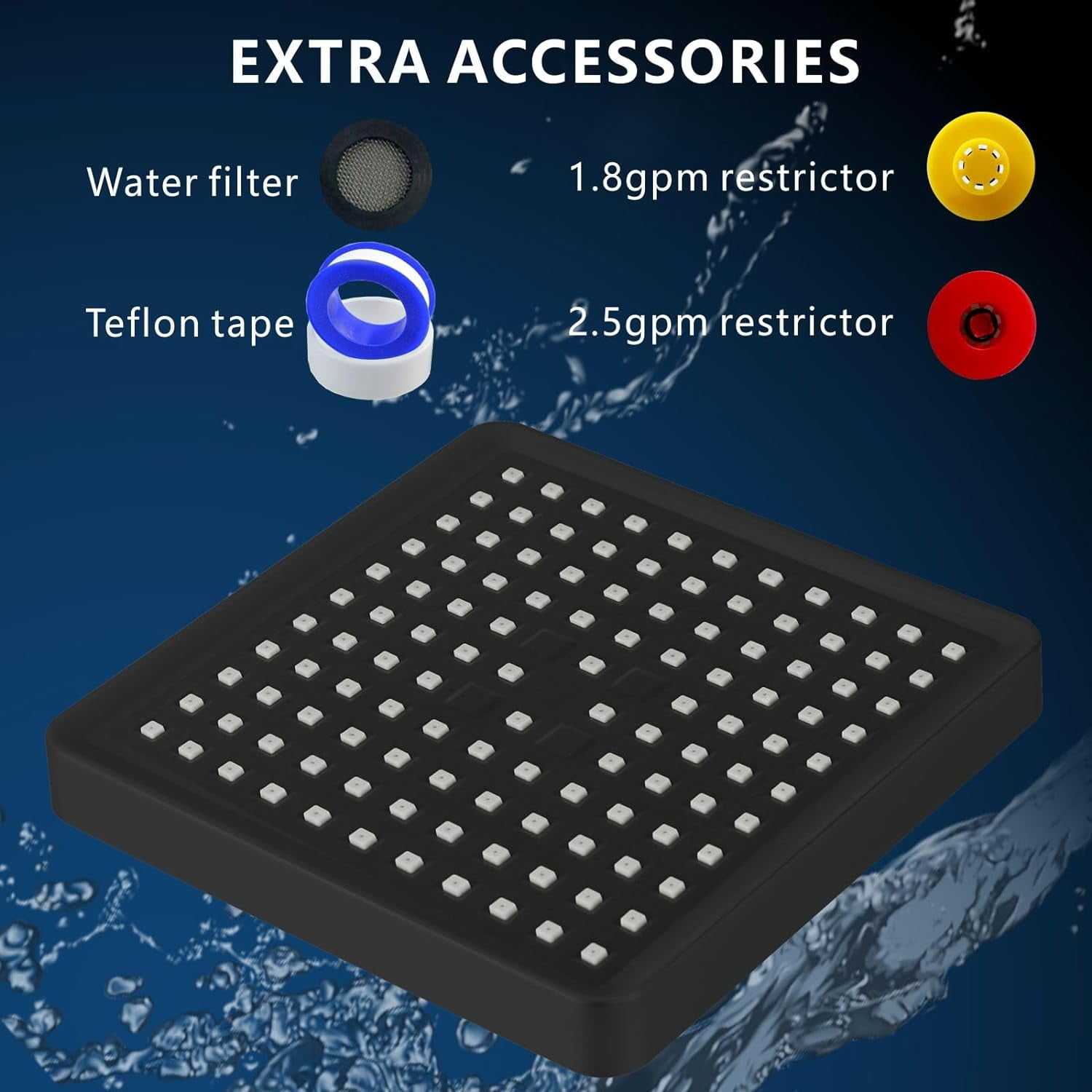 MY High Pressure Rain Shower Head - Luxury Modern Look - The Adjustable Replacement For Your Bathroom Showerhead - 6" Square High Flow Pressure Boosting Showers (Matte Black)