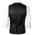 thumbnail image 5 of Hvyesh Men Suit Vest Stripe Double Breasted Business Dress Waistcoat Vest Slim Fit Wedding Stylish Tuxedo Vest V-Neck Sleeveless Dress Waistcoat, 5 of 7