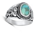 thumbnail image 4 of CHOOSE YOUR COLOR Large Statement Simulated Turquoise Ring .925 Sterling Silver Band Blue CZ Female Size 10, 4 of 4