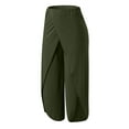 thumbnail image 3 of Fangasis Women Palazzo Pant Wide Leg Trousers High Waist Yoga Pants Ladies Casual Bottoms Stretch Sport Dark Green 5XL, 3 of 7