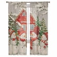 thumbnail image 2 of Grey Snowman Christmas Semi Sheer Curtains 63 Inch Length 2 Panels Set, Farmhouse Tree Xmas Sheer Kitchen Curtain Privacy Voile Window Curtain for Living Room Bedroom Rod Pocket Drapes, 2 of 7