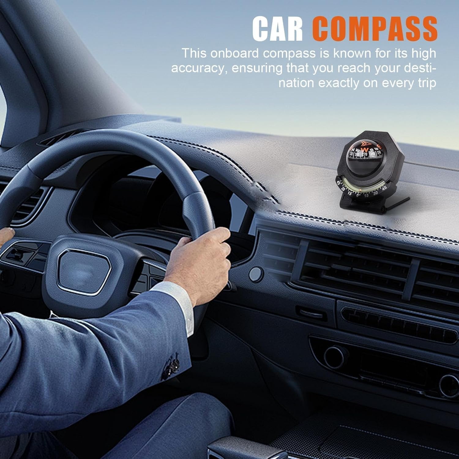 SLGHLSAHG Boat Compass | 180 Degree Car Compass | Adjustable Dashboard Compass | Boating Compass Dashboard Suction | Navigation Marine Compass for Marine Yacht Boat Ship Caravan Car A4589