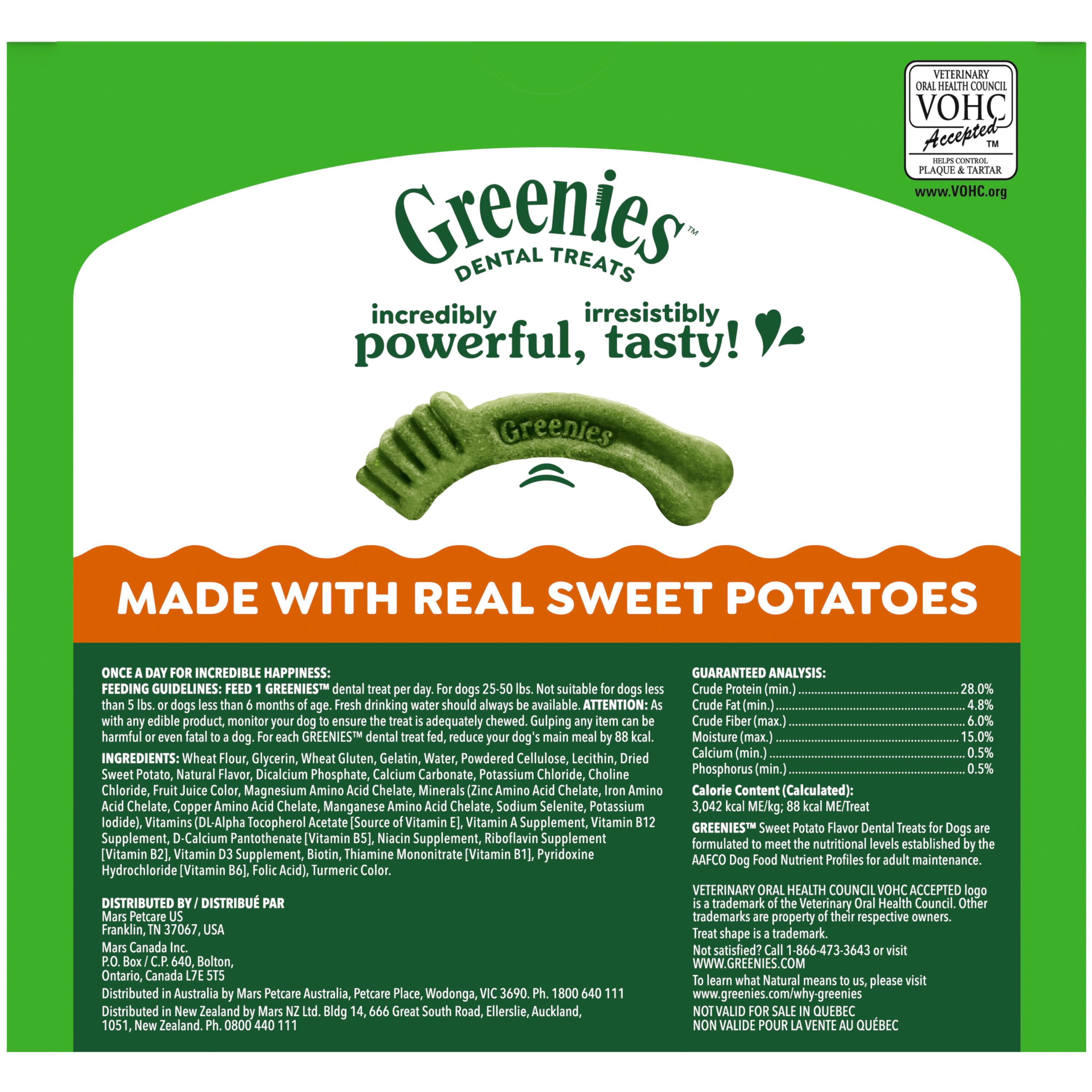 Greenies Sweet Potato Flavor Adult Natural Dental Dog Treats Regular Size, 36 oz Pack (36 Count)