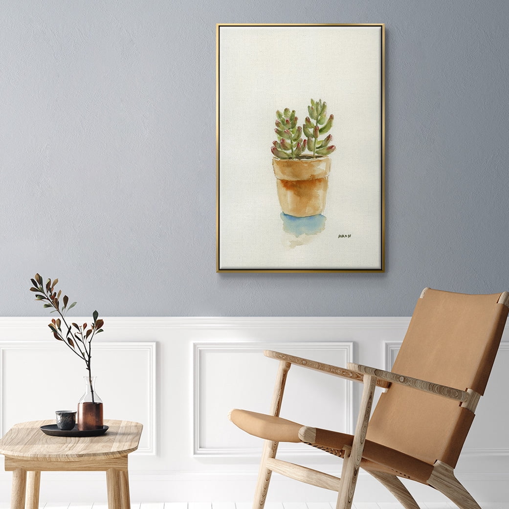 Succulent III Framed Premium Gallery Wrapped Canvas - Ready to Hang - 17 x 25 - Gold Floating Frame
