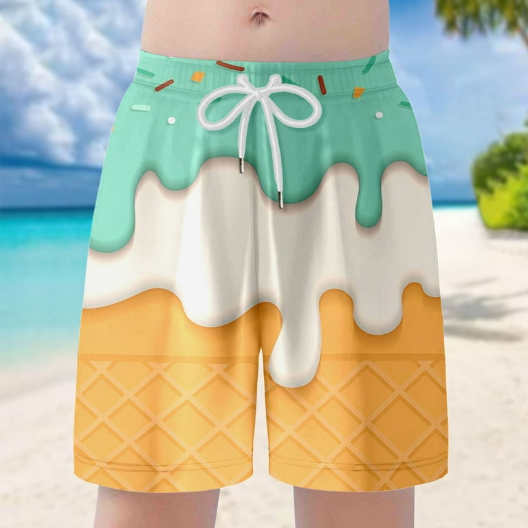 SUYOLL Teen Boys Shorts Fashion Ice Cream Print Casual Shorts