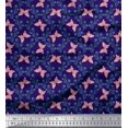 thumbnail image 1 of Soimoi Blue Polyester Crepe Fabric Flower & Butterfly Printed Fabric 1 Yard 52 Inch Wide, 1 of 3