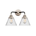 thumbnail image 2 of Innovations Lighting  Nouveau 2 Cone - 2 Light 16" Bath Vanity Light Black Polished Nickel/Seedy, 2 of 5
