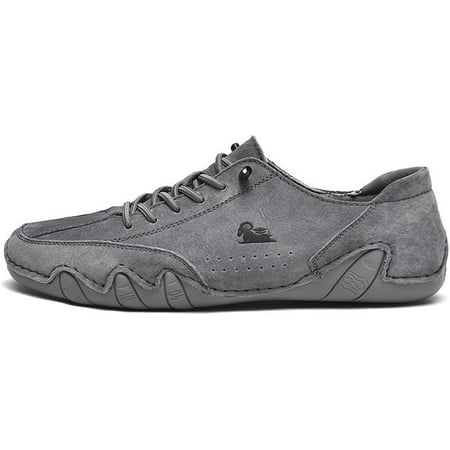 

Men s Breathable Leather Slip-On Loafers - Fashionable Lace-Up Design Lightweight Rubber Sole Casual Sneakers for Everyday Wear