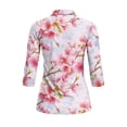 thumbnail image 3 of Uorisanigo Pink Flowers Womens 3/4 Sleeve Golf Shirts Size XL Soft Fashionable Quick Dry Athletic Polo Shirts Versatile Zipper Neck Tennis Tops Casual Outing Wear for Workout Sports, 3 of 7