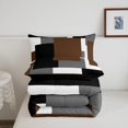 thumbnail image 5 of Homewish Brown Geometric Block Full Size Comforter Sets,Modern Artwork Bedding Comforter Set,Black Reversible,3pcs,1 Comforter and 2 Pillowcases, 5 of 7