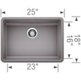 thumbnail image 4 of Blanco Ka-442542 Precis 25" Undermount Single Basin Granite Composite Kitchen Sink - Grey, 4 of 7