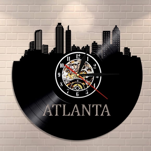 Atlanta Skyline Vinyl Record Clock GA Georgia Wall Art Atlanta Wall Decor Atlanta Hometown Cityscape Wall Clock USA Travel Gift