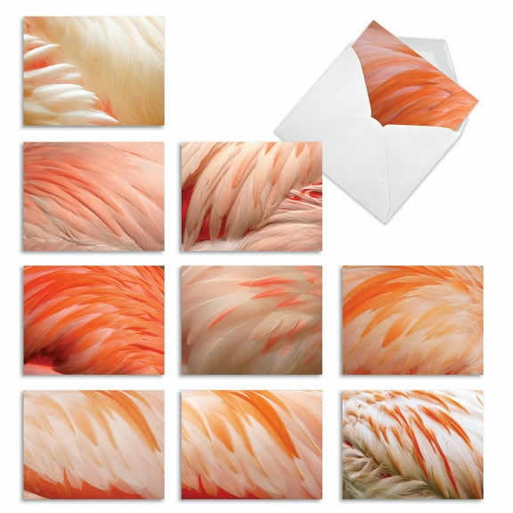 Pack of 10 All Occasion Blank Note Cards with Envelopes (4 x 5.12 Inch) - PINK FLAMINGO M2004