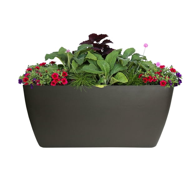 Algreen 50 Gallon Manhattan Rectangle Planter and Pond, Brownstone