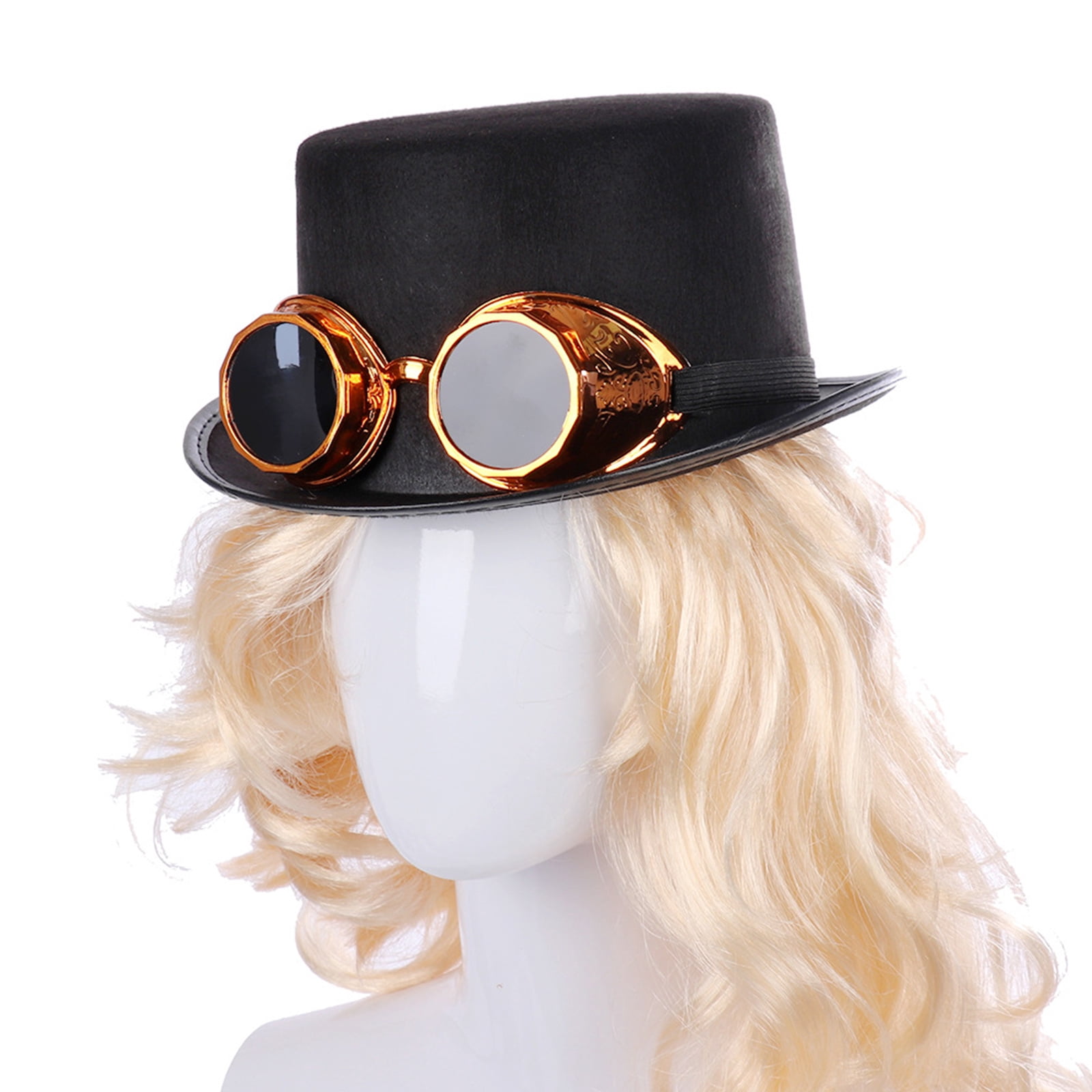 tegongse Steampunk Top Hat Halloween Top Hat Gay Top Hat Black Jazz Hat Steampunk Men Hat Costume Accessory Carnival Nightclub