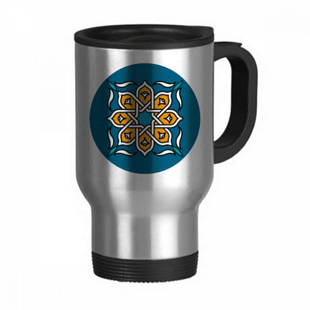 

Morocco Style Flower Pattern Travel Mug Flip Lid Stainless Steel Cup Car Tumbler Thermos