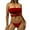 Red, variant on WREESH Womens Bandeau Bikini Sets Solid Color Swimwear Two-Piece Slim Swimsuit Bikini Straped Swimsuits Beach Bathing Suit White