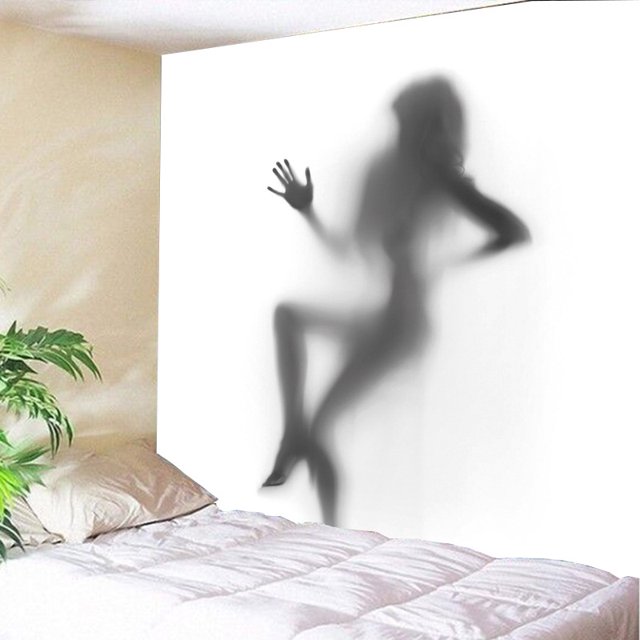Tapiz de pared de microtela con sombras humanas, 150 x 130 cm