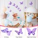 thumbnail image 2 of Paquete de 24 Decoraciones de Pared de Mariposas, Calcomanías de Mariposas 3D Huecas, Removibles [Púrpura, 3 Tamaños], 2 of 7