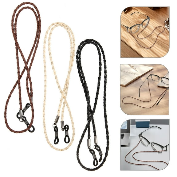 WINOMO 3Set Glasses Lanyards Leather Basketball Glasses Strap Chic Look for All Ages