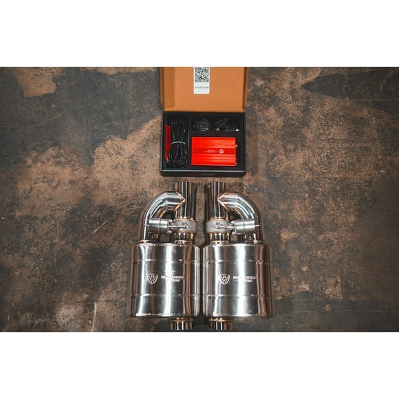 Valvetronic Design Exhaust Muffler UVM.63MM.X2 Single 2-1/2 Inch Offset Inlet; Single 2-1/2 Inch Offset Outlet; 17 Inch Overall Length