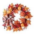 thumbnail image 1 of Haute Decor 24 Inch Fall Pumpkin Artificial Wreath w/ 30 Warm White Lights, 1 of 5