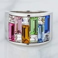 thumbnail image 3 of Genuine Rhodium Plated Ring Light Multi-Color Alternated Princess and Baguette Cut Crystal Size 5, 3 of 4