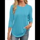 thumbnail image 1 of Blusas de Mujer con Mangas 3/4, Cuello Redondo, Túnicas Casuales, Camisas Plisadas Básicas, Corte Holgado, 2025 Azul y Verde M, 1 of 5
