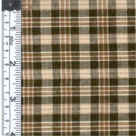 Textile Creations 1336 Rustic Woven Fabric, Small Plaid Natural Brown, 15 yd.